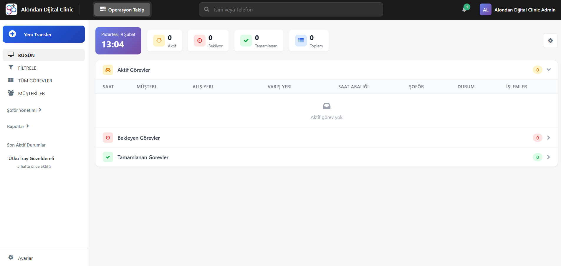 Operasyon Takibi Ekran Görüntüsü